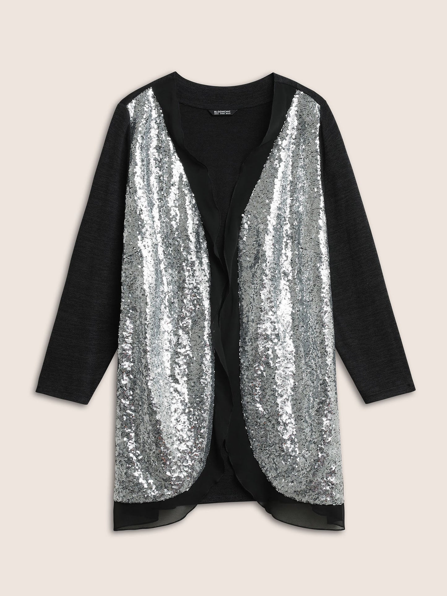 Sequin Patchwork Mesh Open Front Kimono