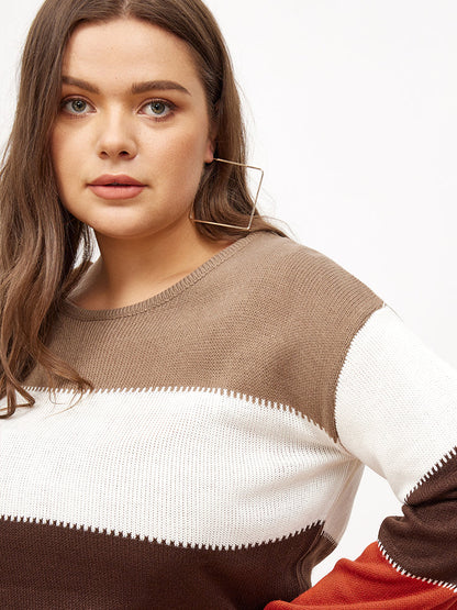 Color Block Striped Pullover Sweater