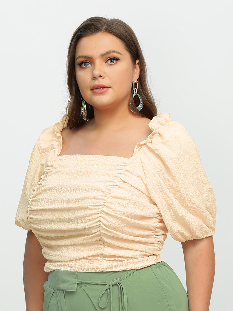 Ruffle Frill trim Puff Sleeve Blouse