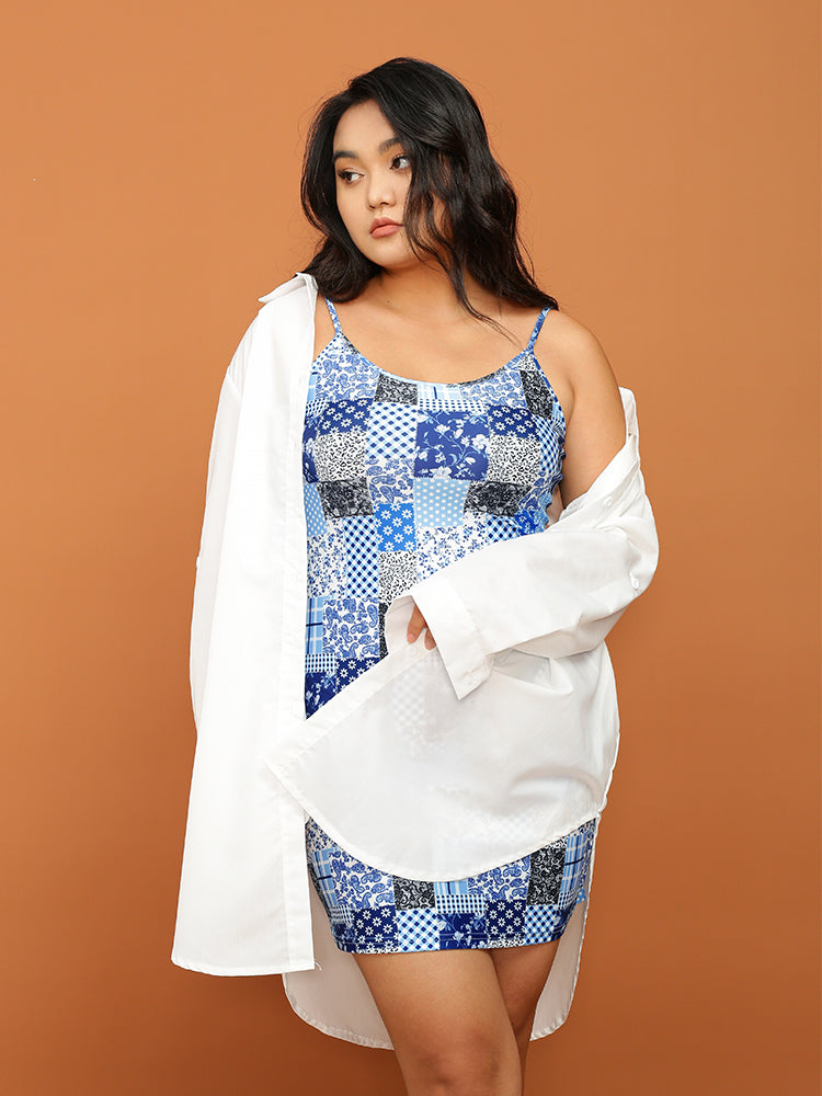 Patchwork Print Bodycon Dress