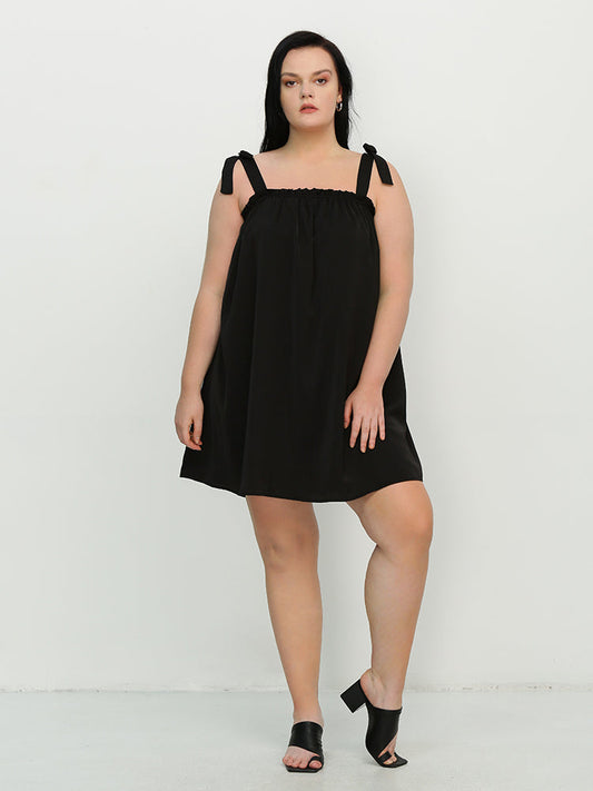 Knotted Shoulder Frill Dress