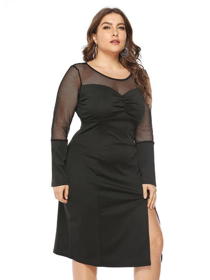 Sexy Mesh Patchwork Spit Dress