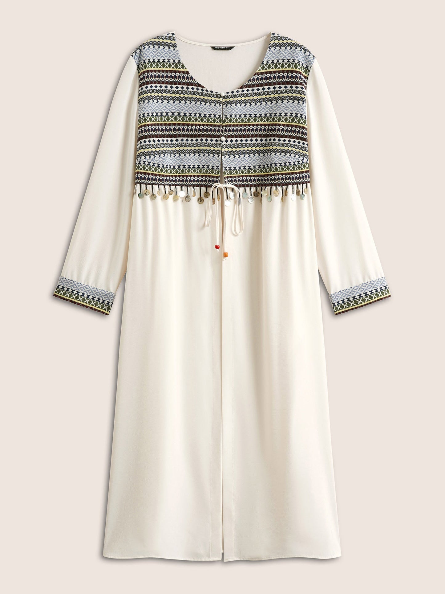 Bandana Patchwork Style Accents Tassel Kimono