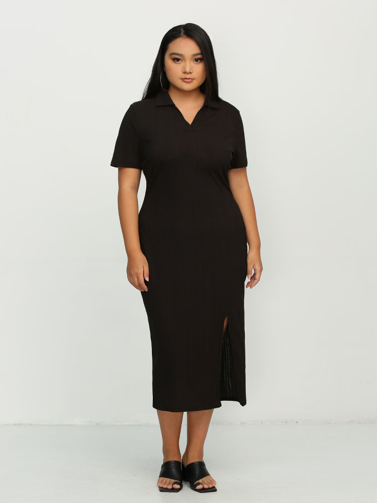 Split Hem Collar Neck Dress