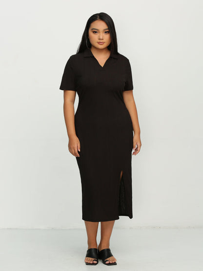 Split Hem Collar Neck Dress