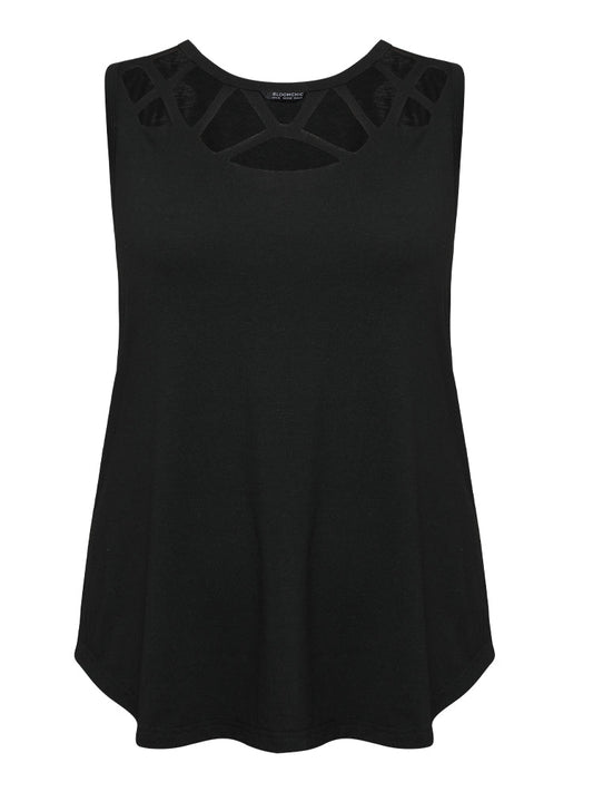 Solid Cut Out Curved Hem Tank Top