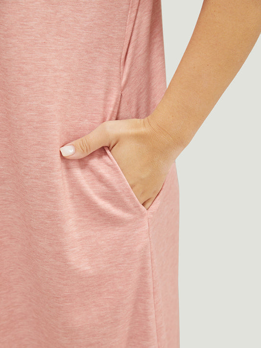 Colorblock Contrast Raglan Sleeve Pocket Notched Neck Dress