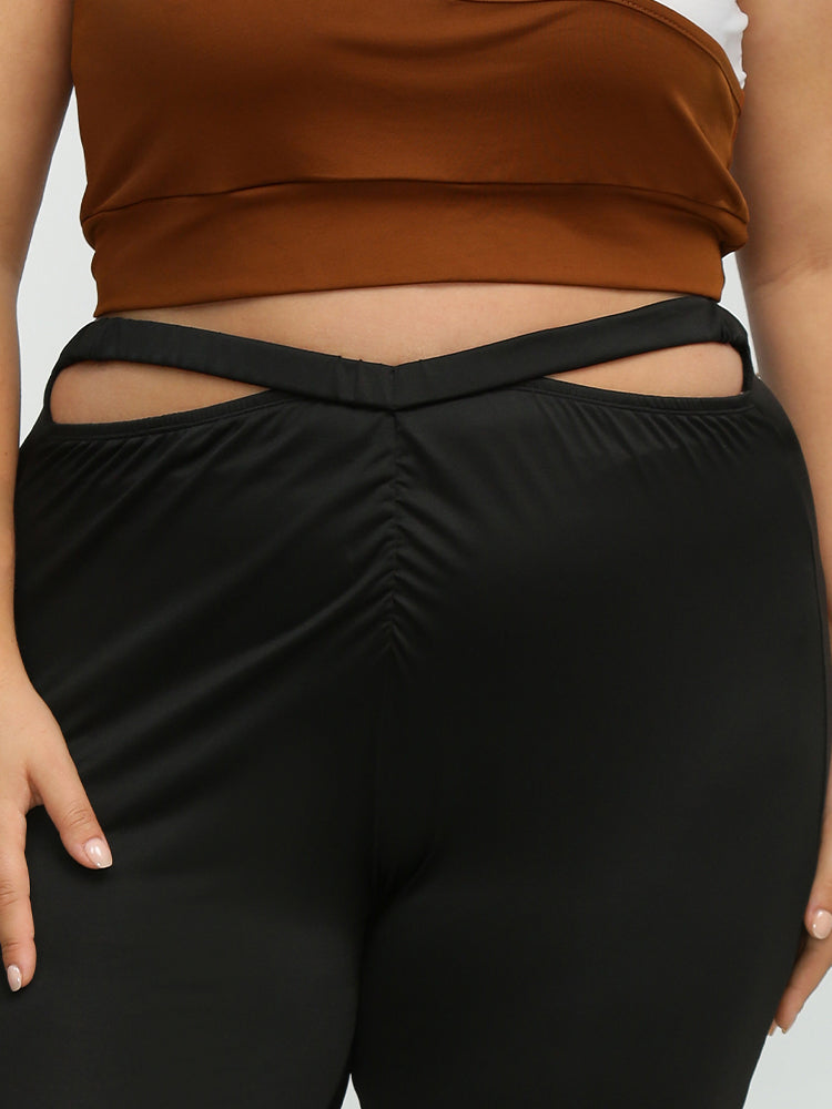 Cut Out Ruched Slim Pants