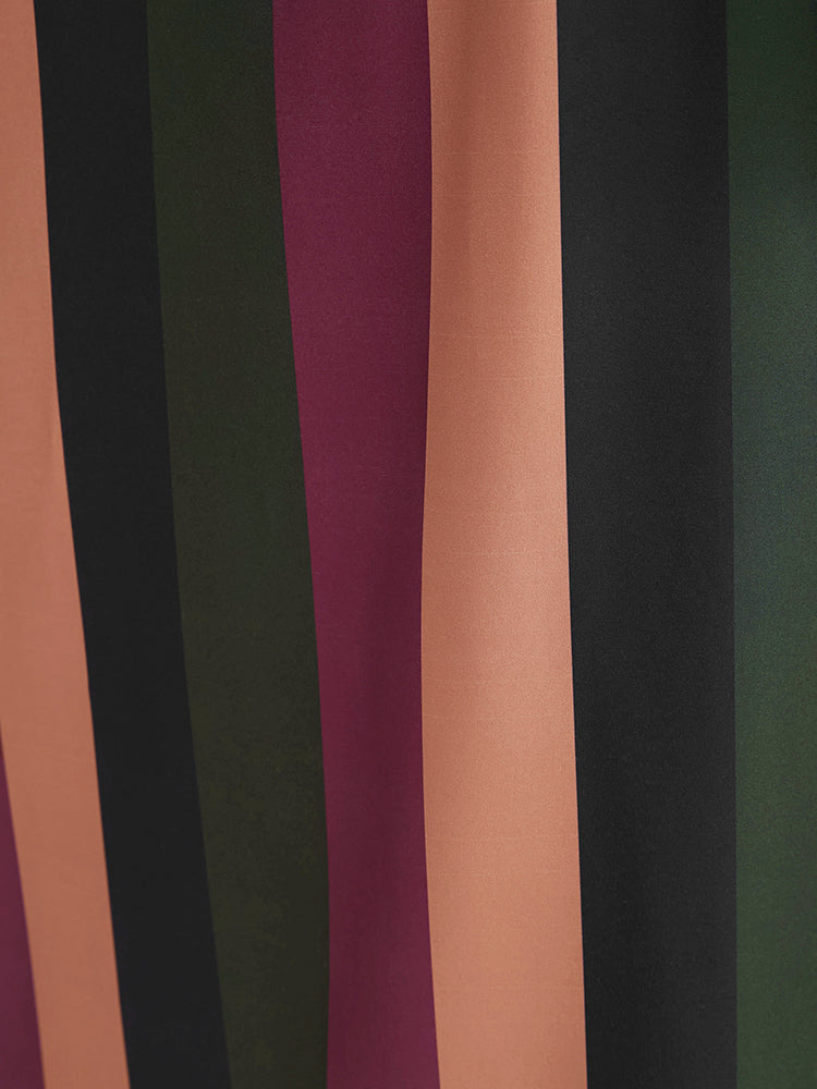 Solid Patchwork Wrap Pocket Lantern Sleeve Belted Striped Dress