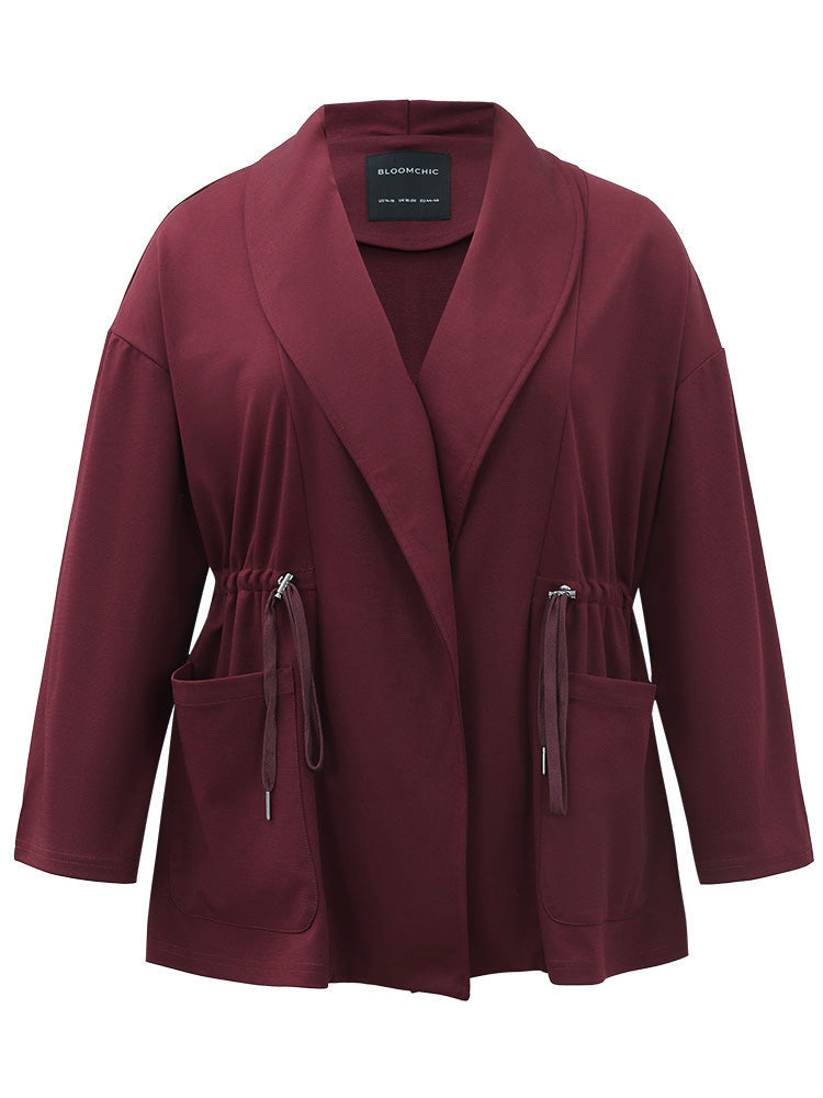 Supersoft Essentials Lapel Collar Drawstring Pocket Jacket