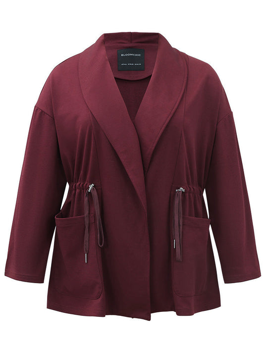 Supersoft Essentials Lapel Collar Drawstring Pocket Jacket