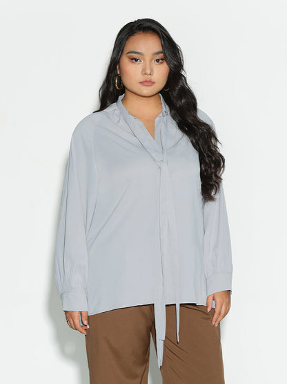 Extended Collar Lapel Blouse