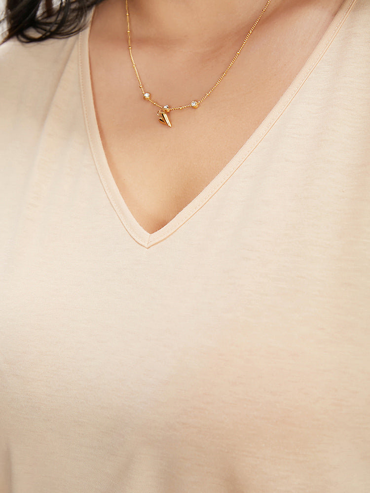 Floral Mesh Patchwork V Neck T-shirt