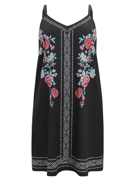 Boho Print Pocket Cami Knee Dress