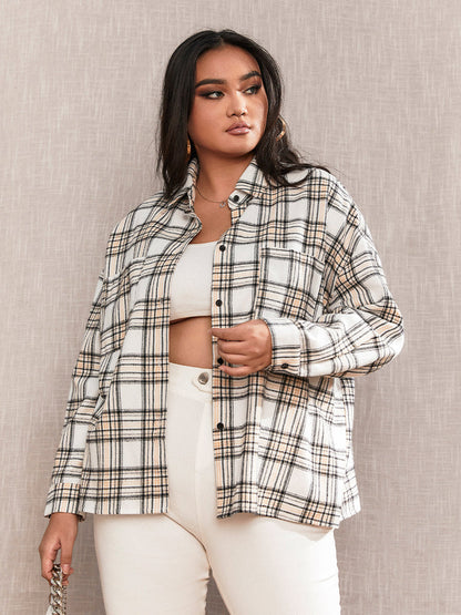 Check Button Casual Blouse