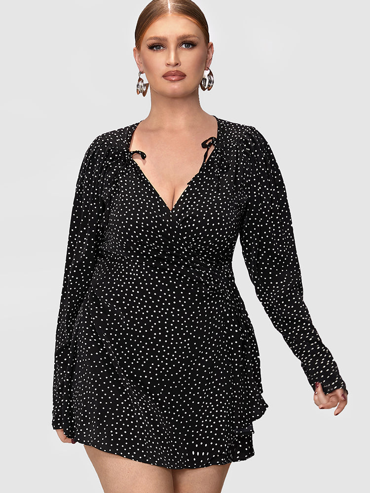 Polka Dot Drawstring Dress