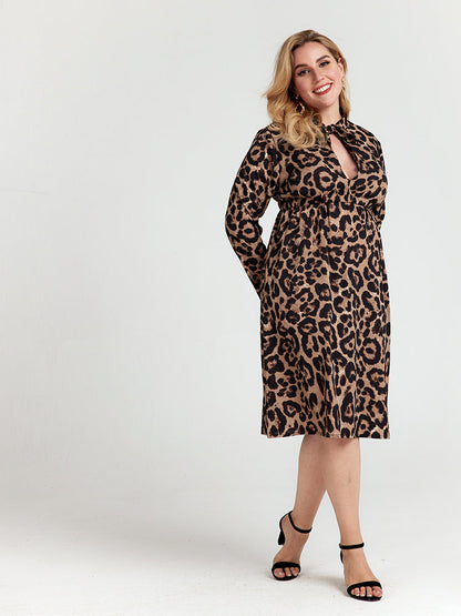 Leopard Tie Neck Dress