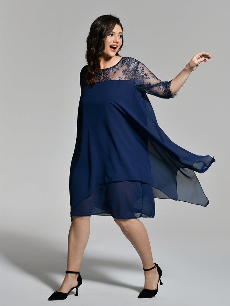 Lace Patchwork Irregular Dress