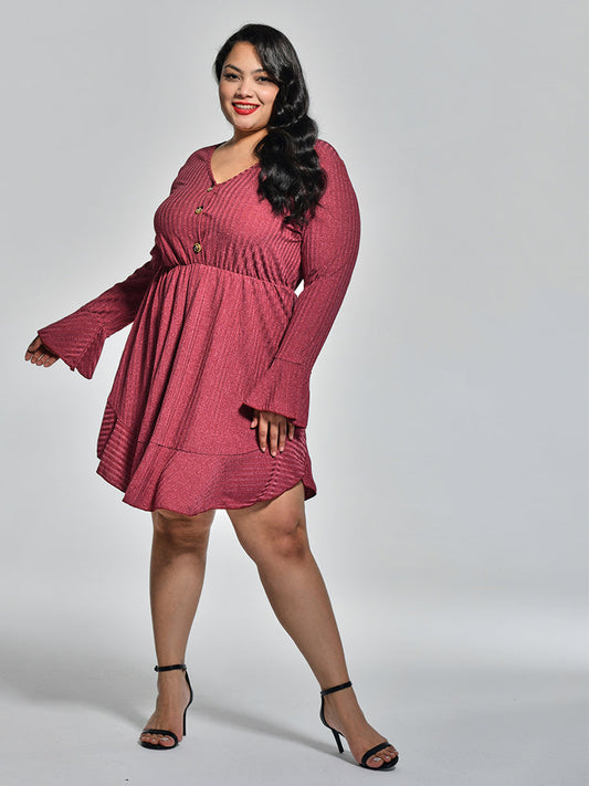 Petal Hem Button Dress