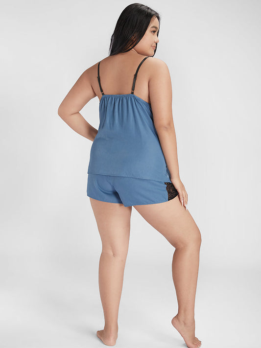 Plain Eyelash Lace Insert Lounge Set