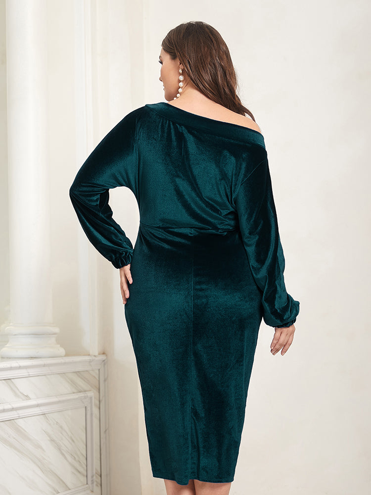 Bishop Sleeve One-shoulder Bodycon Dress