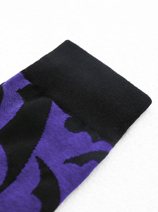 1 Pair Halloween Bat Print Contrast Socks