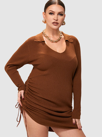 Solid Drawstring Bodycon Dress