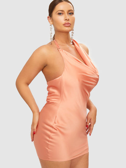 Draped Halter Backless Bodycon Dress