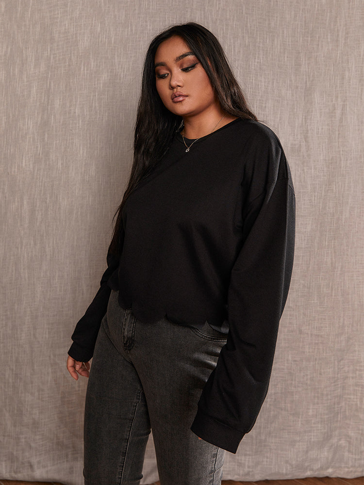 Wave Hem lLong Sleeve T-shirt