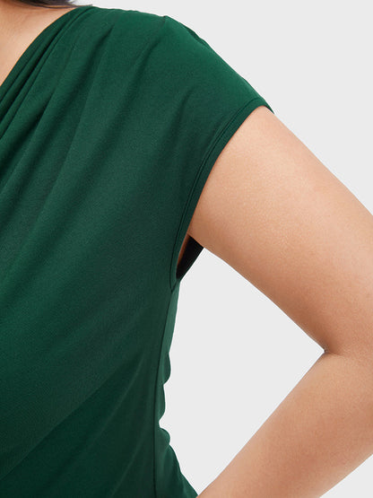 Solid Dolman Sleeve Gathered Modal T-shirt