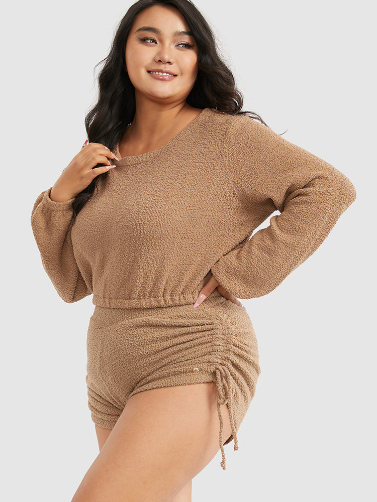 Flannel Side Drawstring Lounge Set