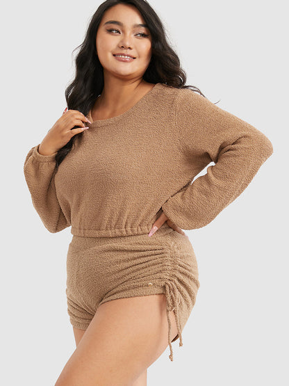 Flannel Side Drawstring Lounge Set