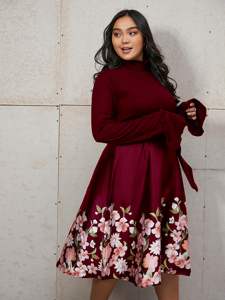 Floral Ribbon Knotted Dress