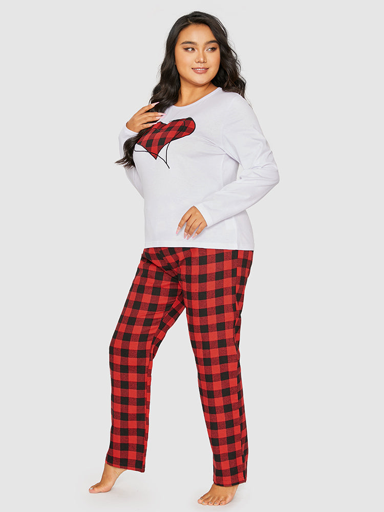 Heart Pattern Tartan Lounge Set