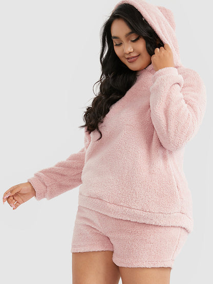 Hooded Pocket Flannel Lounge Set