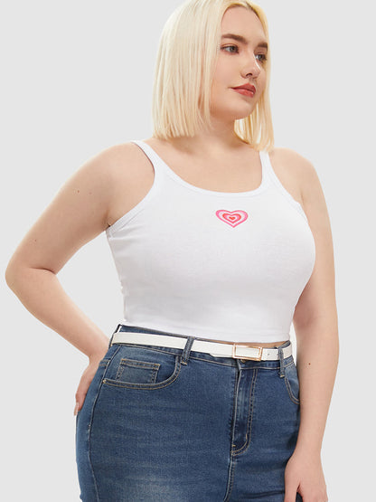 Heart Print Crop Tank Top