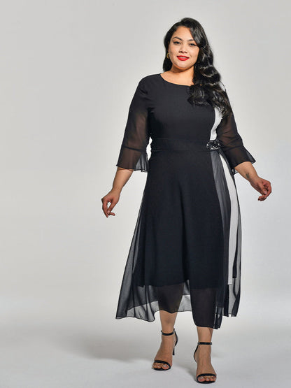 Colorblock Mesh Dress