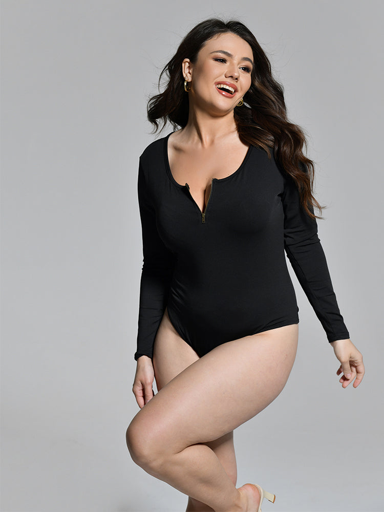 Basic Zipper Collar Bodysuits