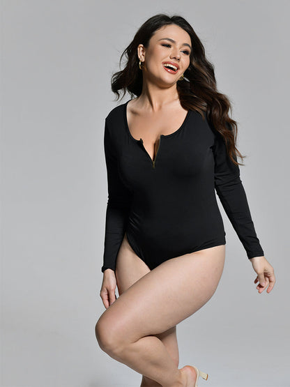 Basic Zipper Collar Bodysuits