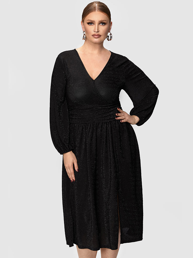 High Split V-neck Dress