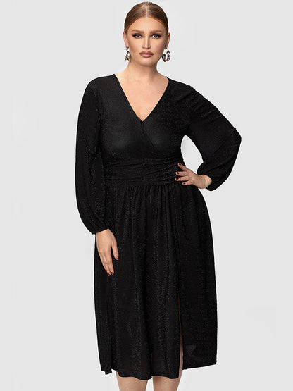 High Split V-neck Dress