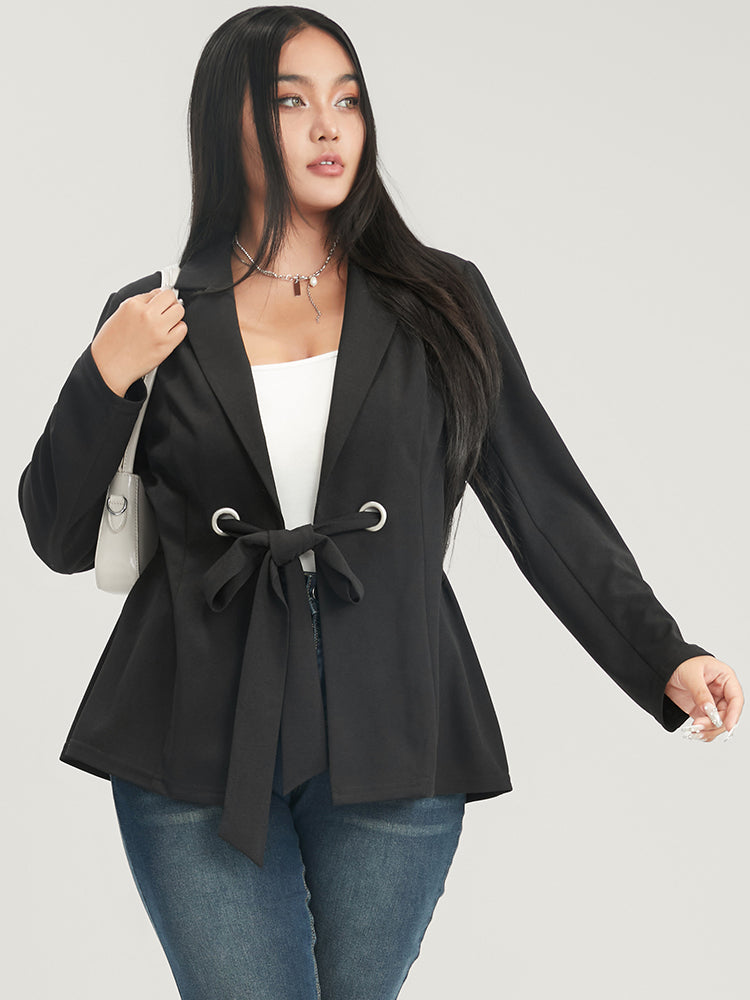 Solid Suit Collar Belted Blazer