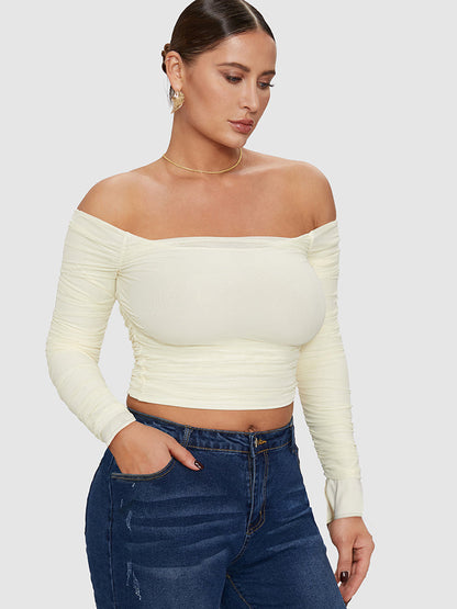 Off Shoulder Side Ruched T-shirt