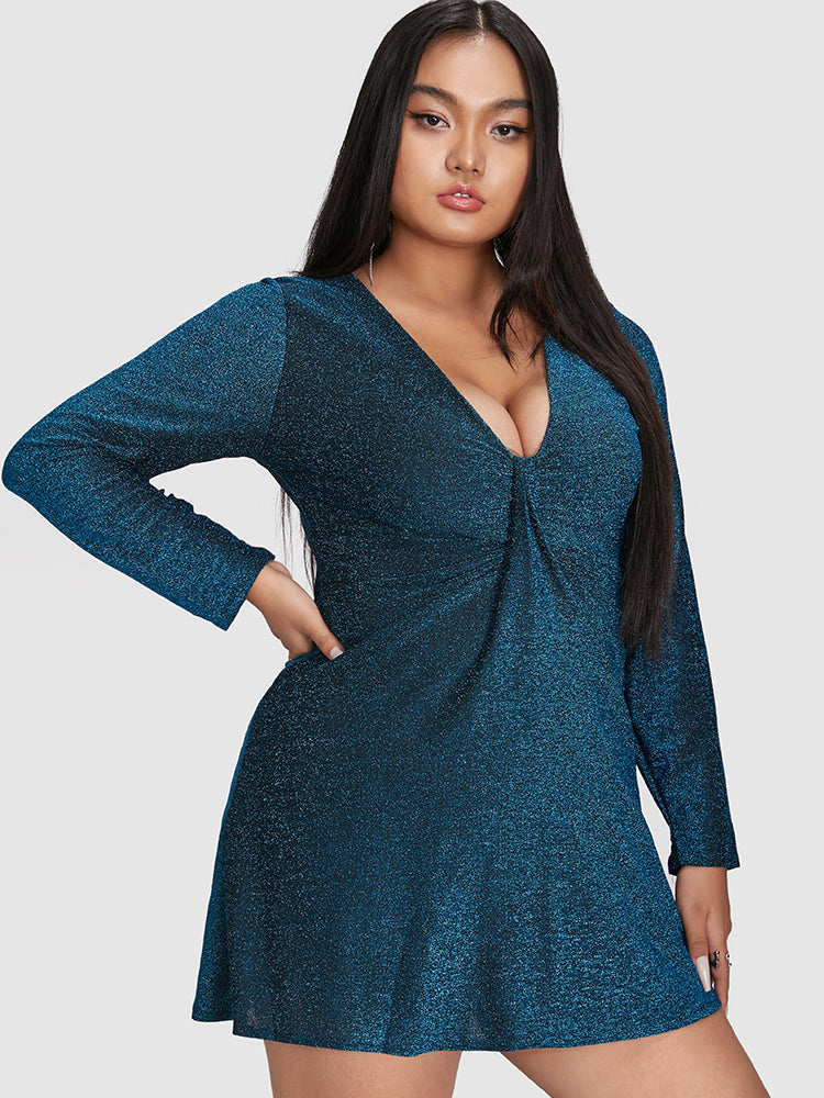 Deep V Neck Glitter Dress