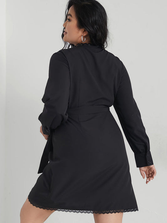 Solid Wrap Knot Rib-knit Bodycon Dress