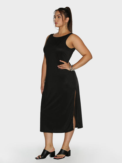 Back Cut Out Split Hem Dress