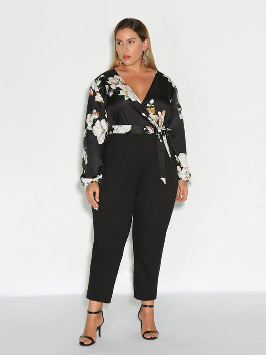 Floral Print Belted Jumpsuit