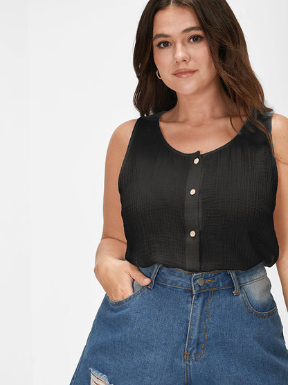 Solid  Button Down Tank Top