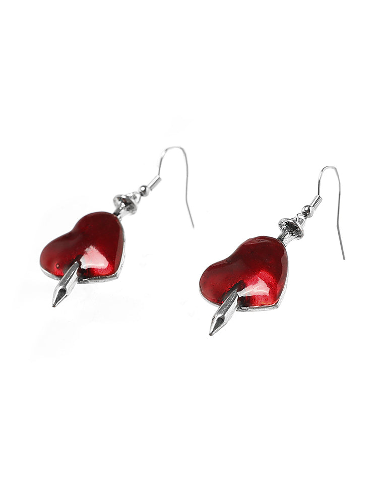 Halloween Gothic Heart Drop Earrings