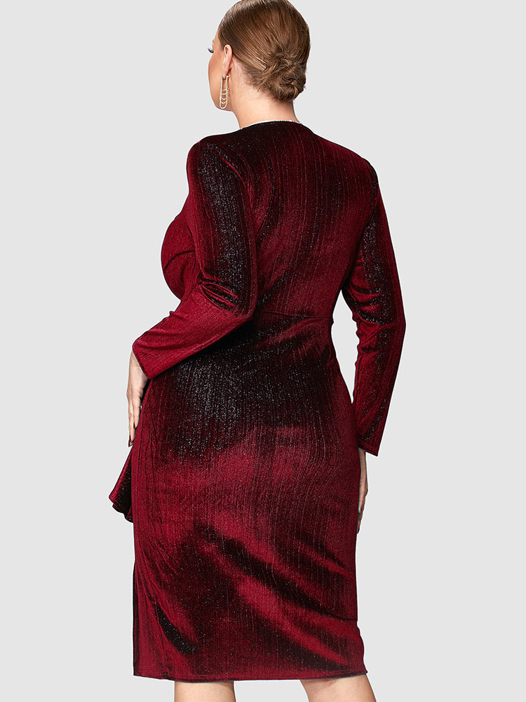 Solid Ruffles Velvet Bodycon Dress